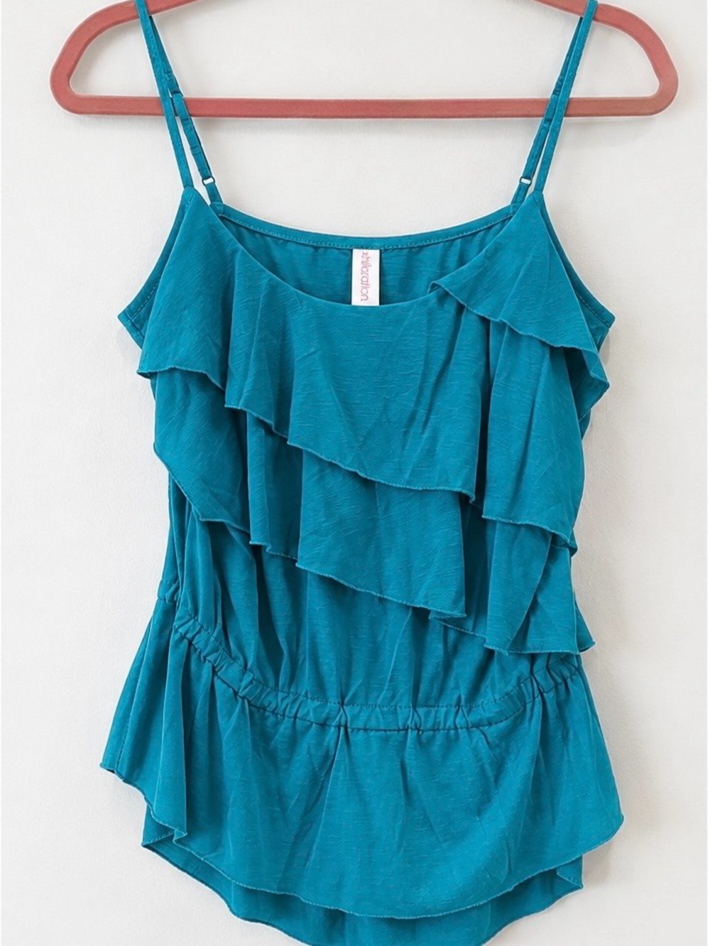 Xhilaration Teal Ruffle Layered Cami Top Medium